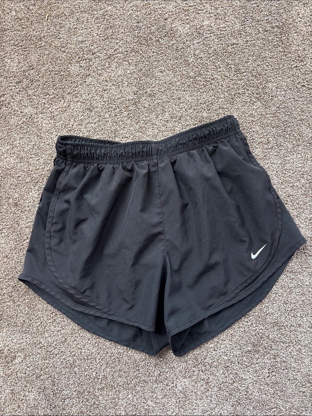 Nike Women's Black Athletic Shorts with White Swoosh